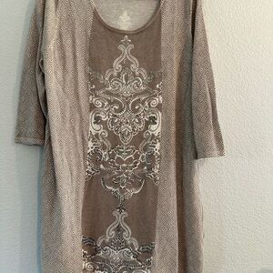 Chico's Gray and Bronze Knit Top